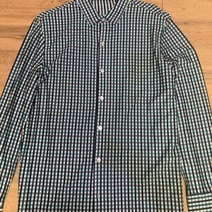 SACHI Men's Navy and White Plaid Shirt